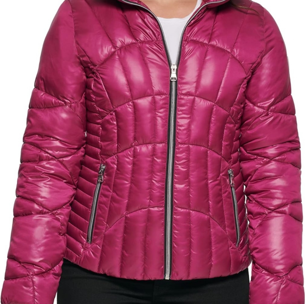 Nwt Women's Guess Puffer Midweight Zippered Jacket Quilted Jacket